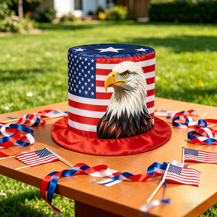 Unisex nan patriotic Fourth of July oversized novelty top hat with adjustable inner band Bowlift