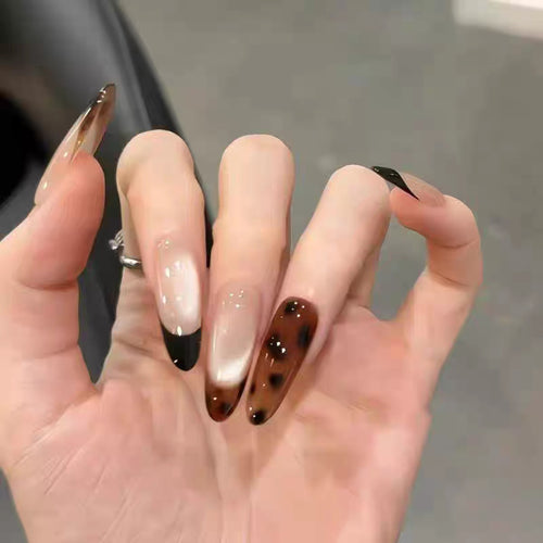 Artificial nails with elegant ombre effect and delicate rhinestone embellishments Bowlift