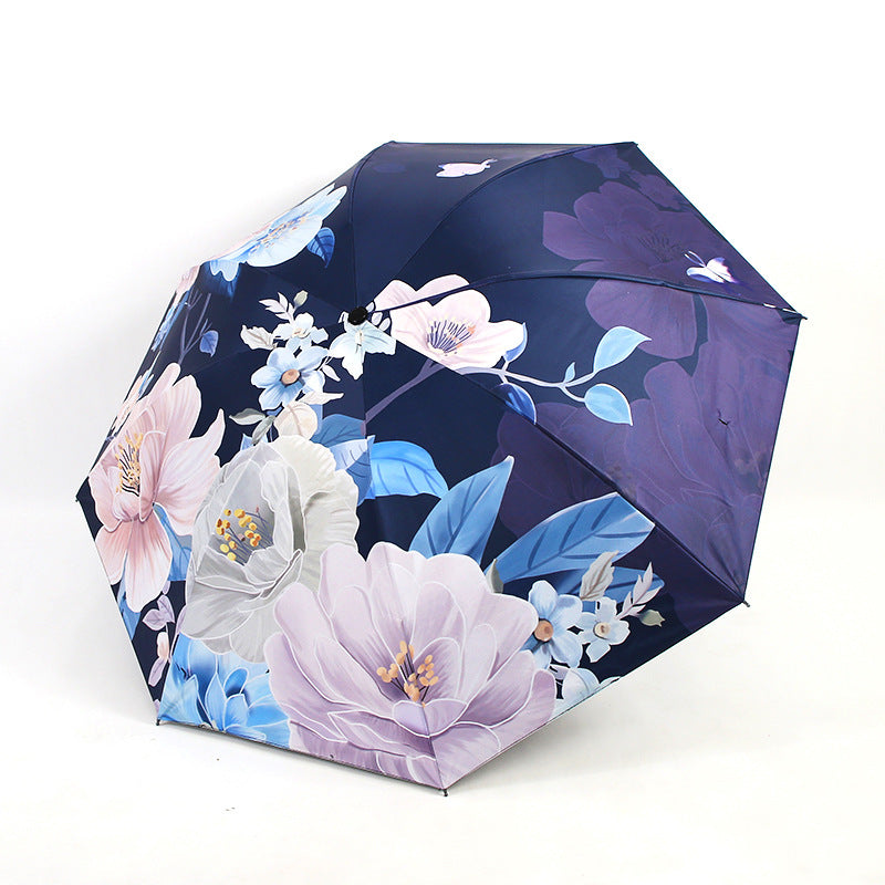 Ladies folding umbrella with artistic flower pattern Bowlift