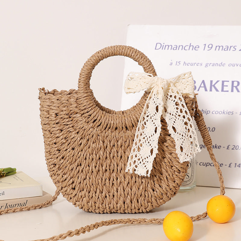 Trendy Bast Bag with Round Handle and Textured Design Bowlift