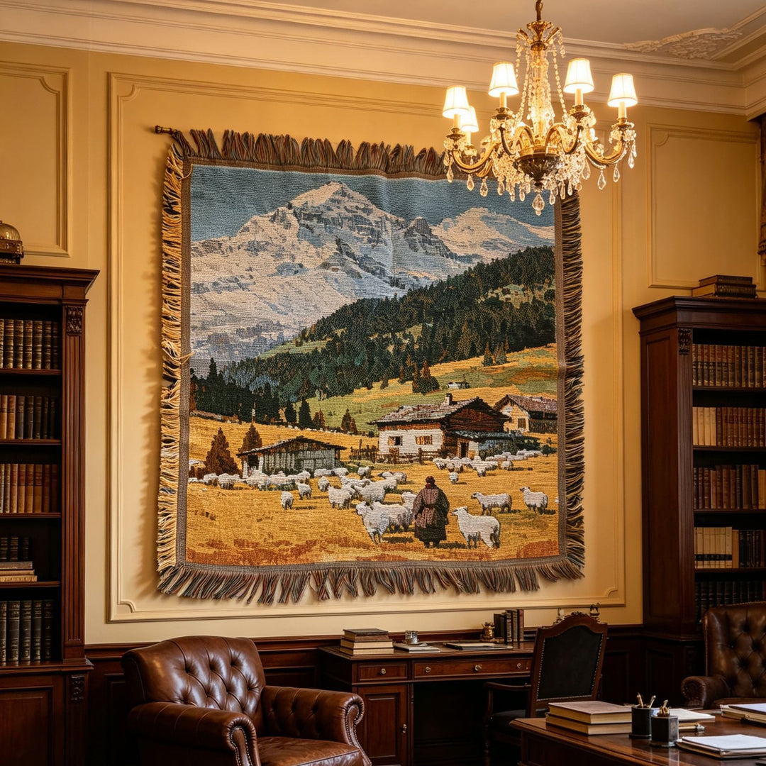 Fringed Landscape Wall Tapestry