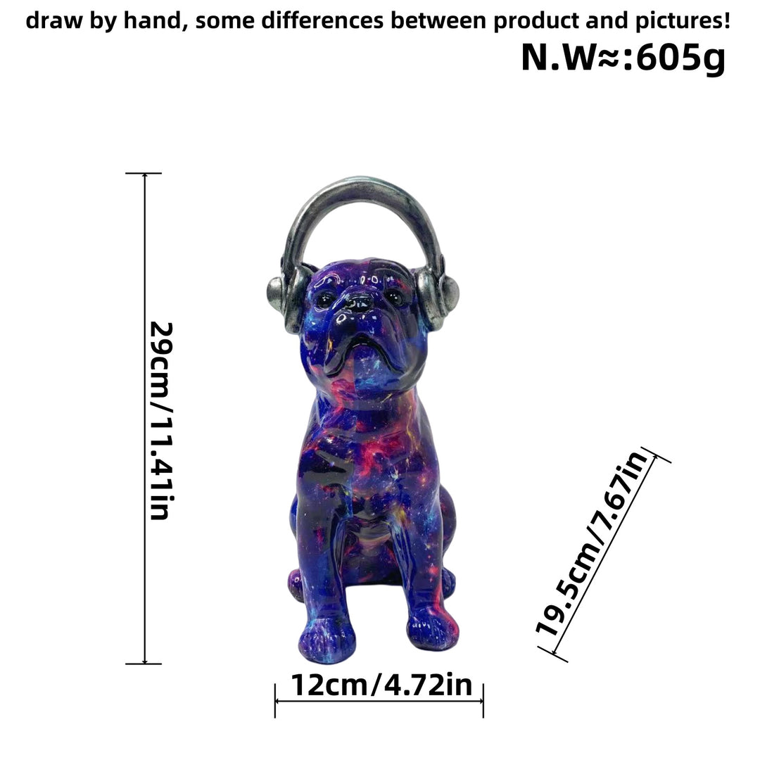 Creative Bulldog Sculpture with Headphones Bowlift