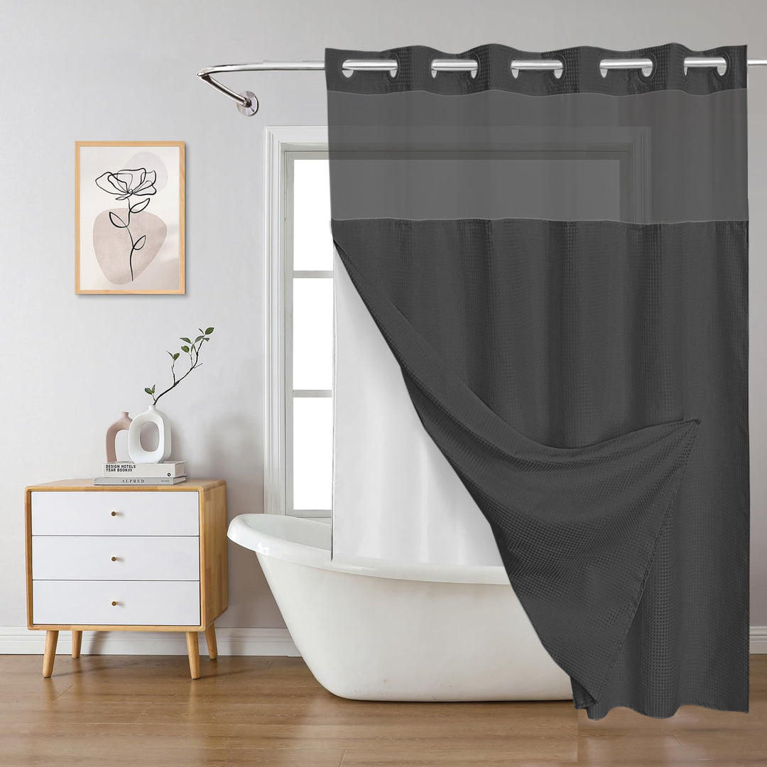 Textured Layered Shower Curtain Bowlift