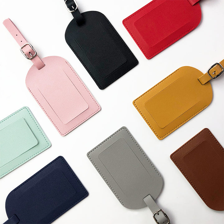 premium PU leather luggage tag with adjustable buckle strap Bowlift