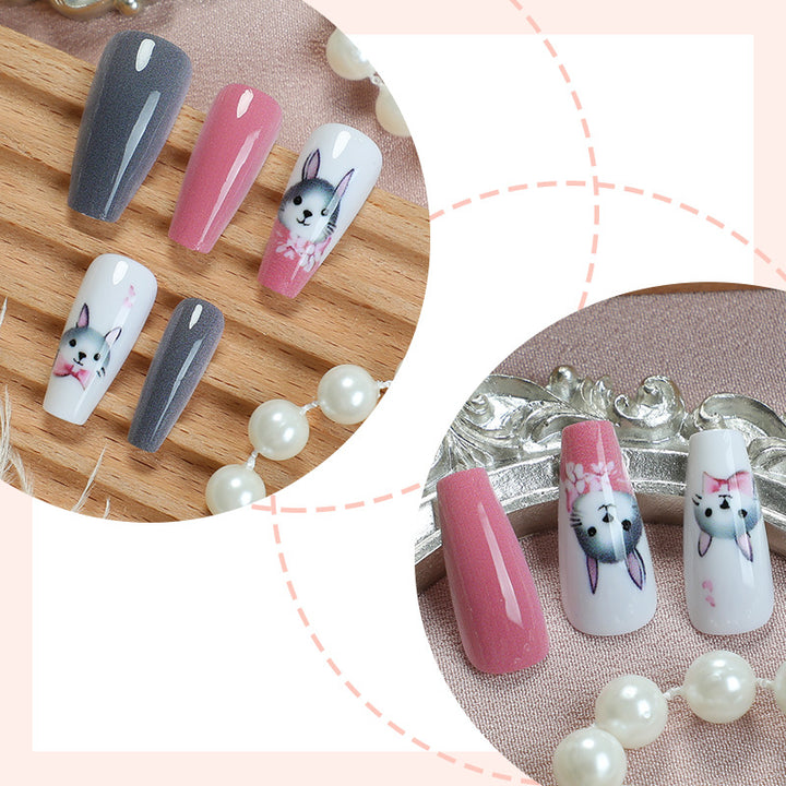 Animal-Themed Press-On Nail Art Set Bowlift