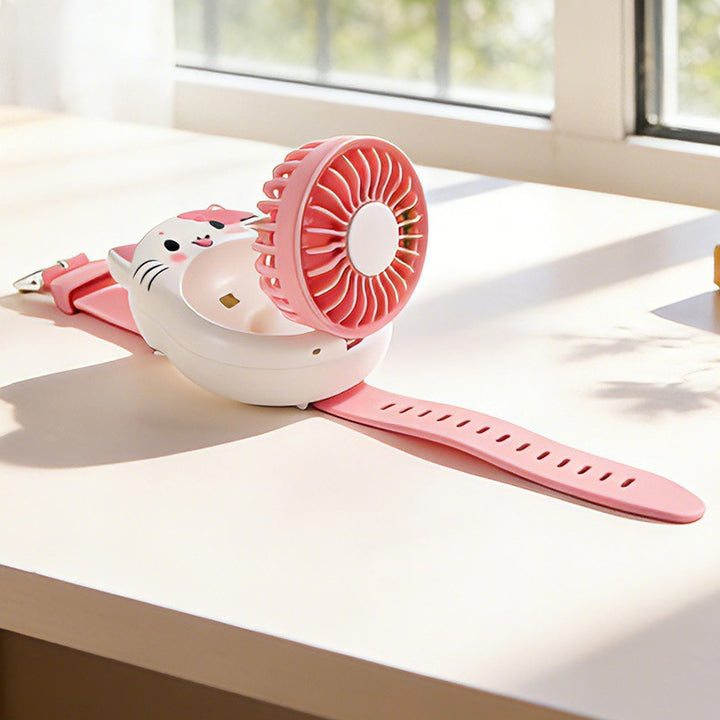 Women Portable Handheld Fan with Cute Cat Design Bowlift