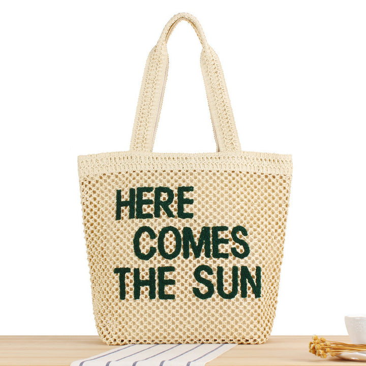 Hand-knotted basket bag with colorful lettering Bowlift