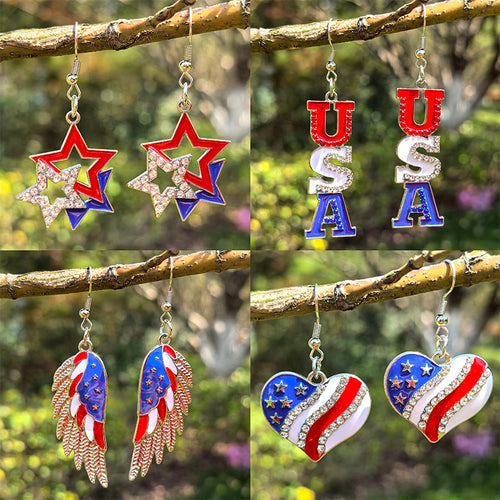 Women's hanging star earrings with enamel and crystal embellishments Bowlift