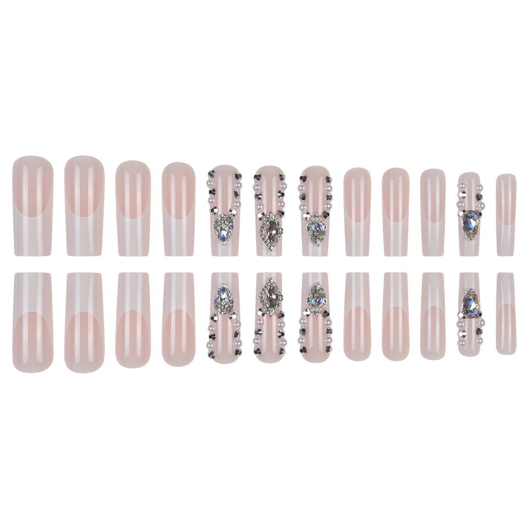 Decorative Rhinestone-Embellished Stiletto Press-On Nails Bowlift