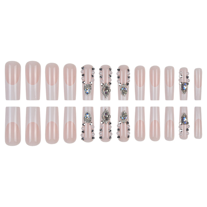 Decorative Rhinestone-Embellished Stiletto Press-On Nails Bowlift