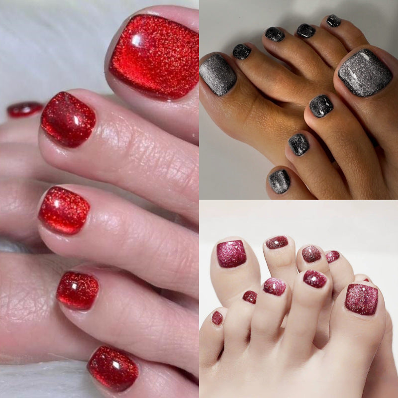 Glittery Pedicure Press-On Nails Bowlift