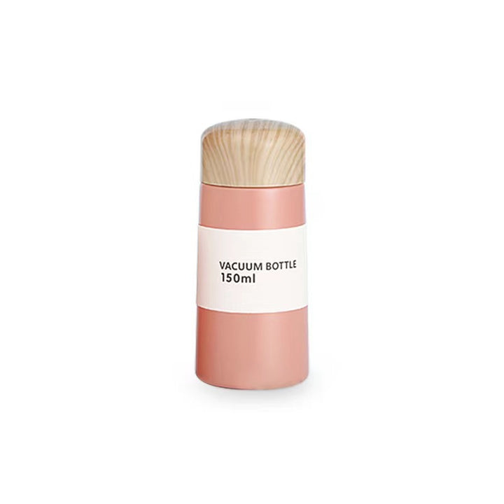 Women vacuum-insulated water bottle with innovative wooden lid Bowlift