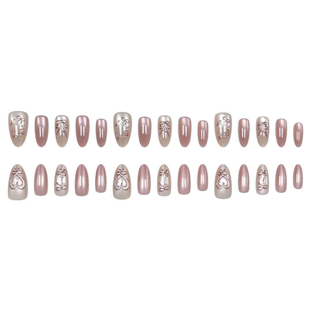 Elegant Stiletto Press-On Nails with Floral Design Bowlift