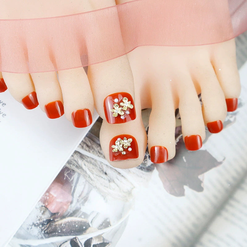 Premium Decorative Press-On Toenail Set Bowlift