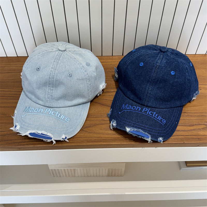 Women's Distressed Denim Baseball Cap Bowlift 1783922478