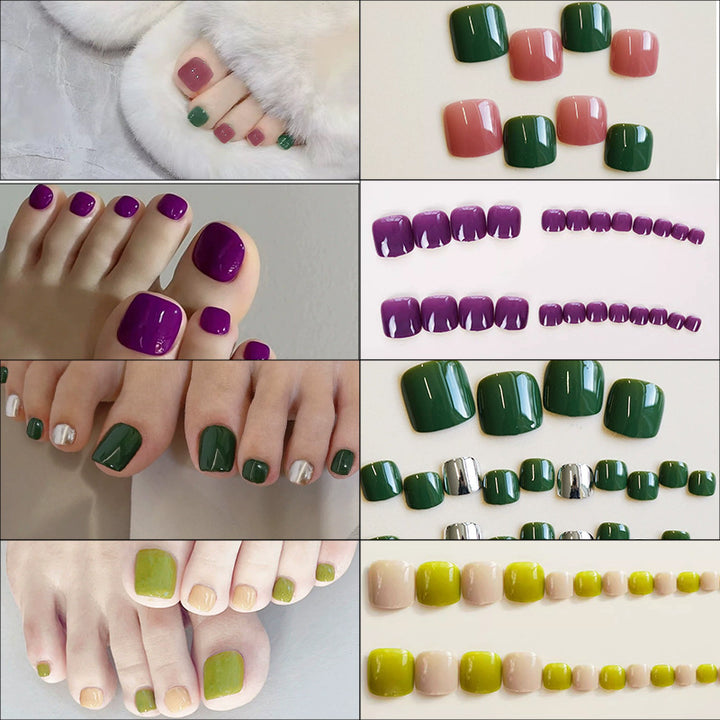 Premium Multi-Color Decorative Press-On Toenail Set Bowlift