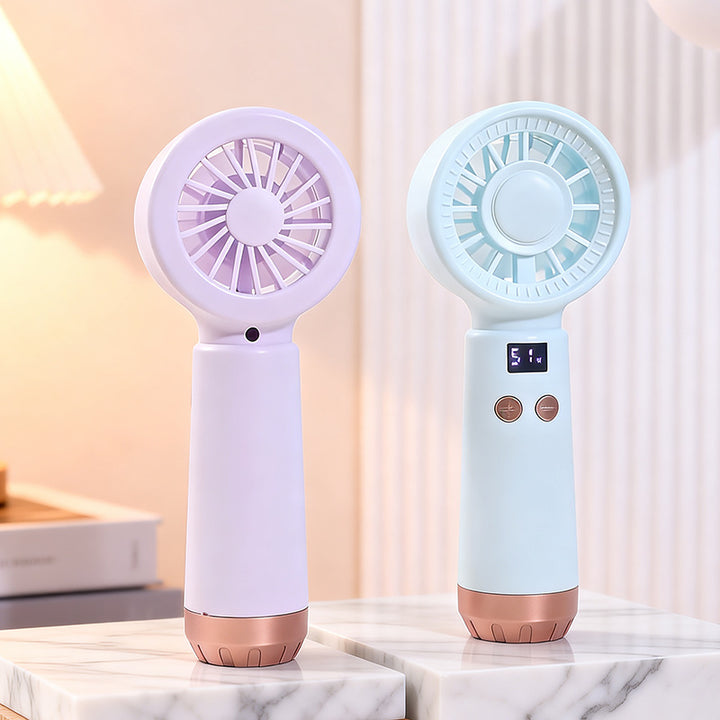 Cooling portable rechargeable bladeless handheld fan with LED speed display and USB charging Bowlift