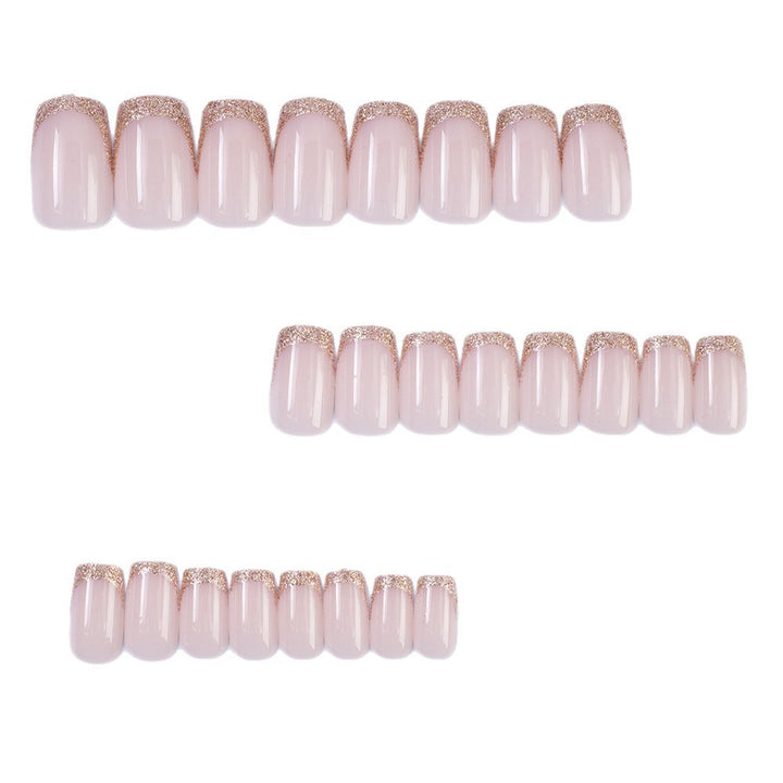 Glamorous artificial nails with glitter French tip Bowlift
