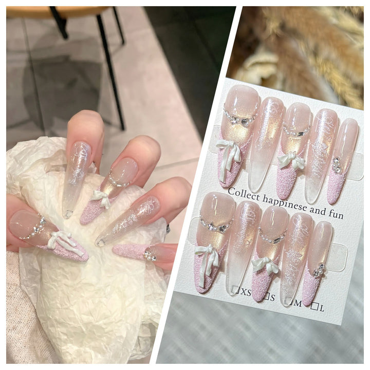 Artistic Stiletto Press-On Nail Set with Charming Patterns Bowlift