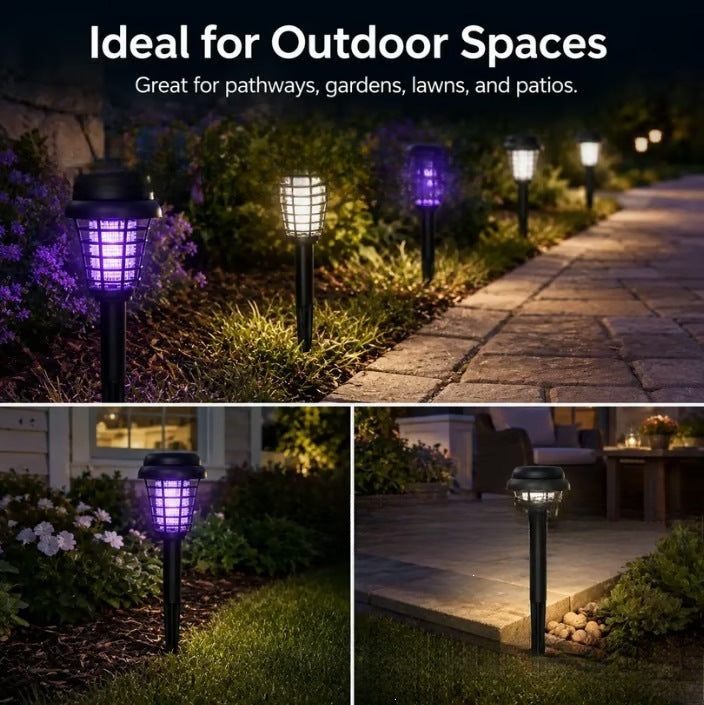 Solar Powered UV Insect Zapper Garden Stake With Integrated Solar Panel And Dusk To Dawn Sensor Bowlift