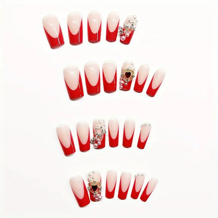 Artistic Press-On Nail Extensions with Decorative Elements Bowlift