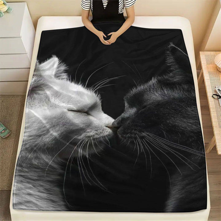 Artistic Cat-Themed Fleece Blanket
