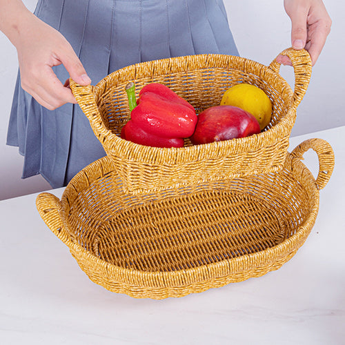 Handwoven Oval Storage Basket Bowlift