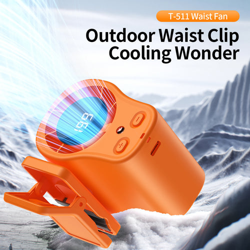 Unisex nan portable clip-on waist cooling fan with LED display Bowlift