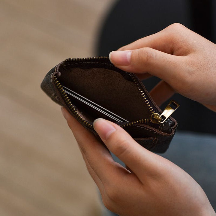 Textured Leather Card Holder Bowlift