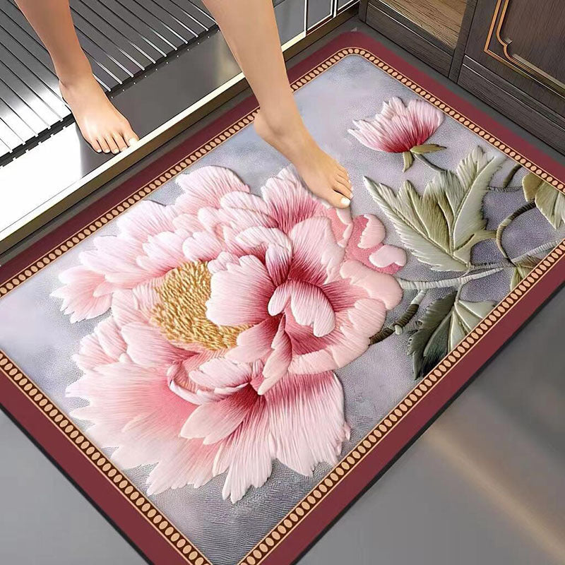 Artistic Floral Bath Mat Bowlift