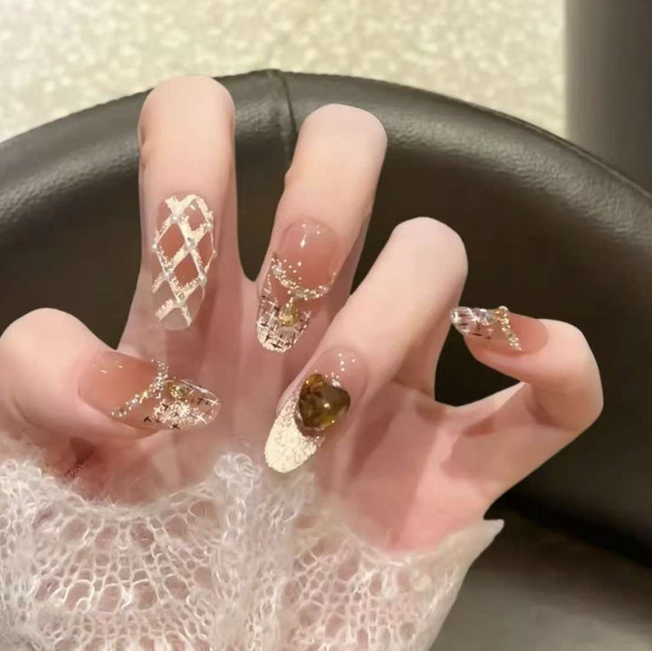 Glossy French Tip Press-On Nails Bowlift