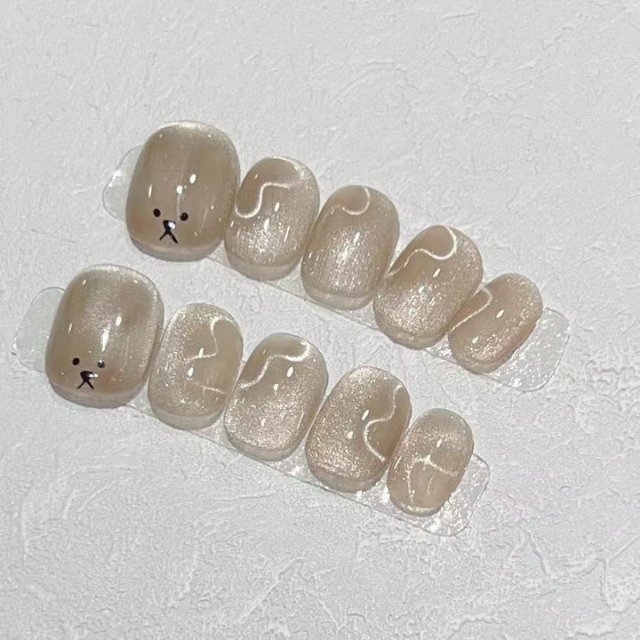 Playful Animal-Themed Press-On Nail Set Bowlift