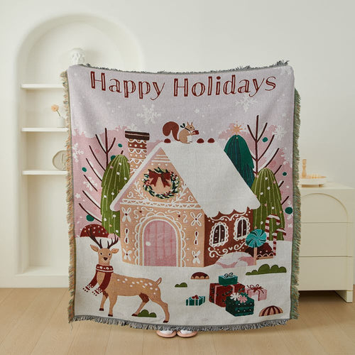 Festive Holiday-Themed Tapestry Blanket