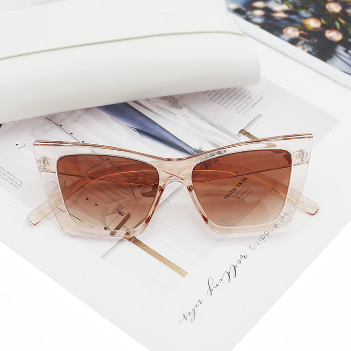 Women's Cat Eye Sunglasses with Transparent Frame and UV Protection Bowlift