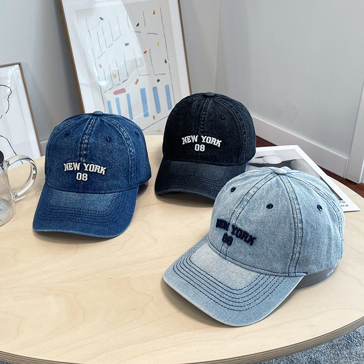 Men's Distressed Denim Baseball Cap Bowlift