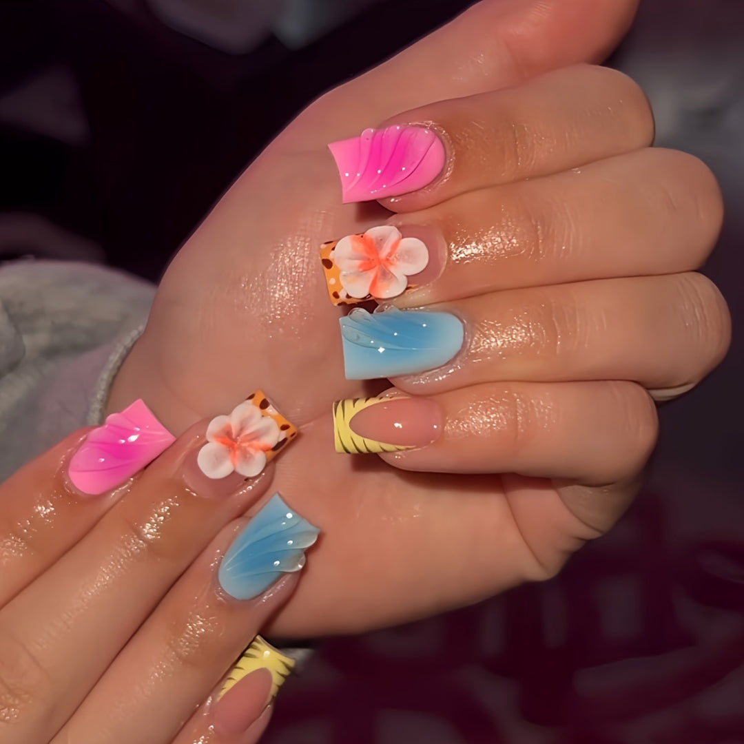 Floral Art Press-On Nails Bowlift