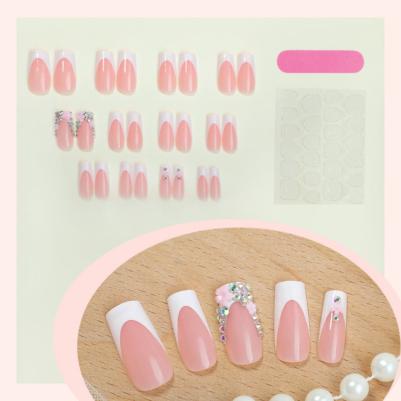 Decorative Press-On Nail Set with Elegant Accent Designs Bowlift