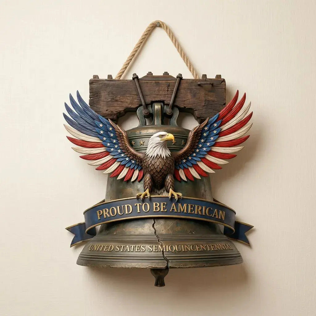 Unisex nan commemorative Liberty Bell decorative wall plaque with gold relief Bowlift