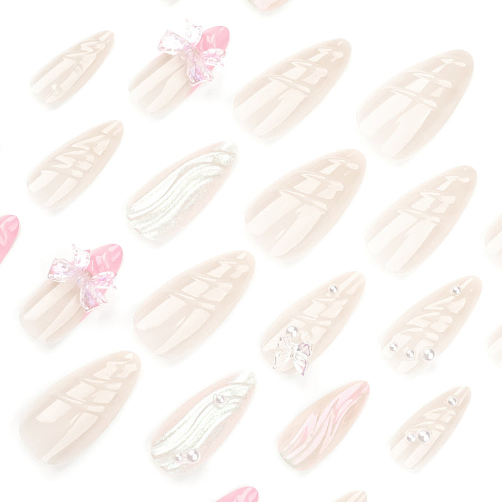 Artful stiletto nails with glitter and butterfly design Bowlift