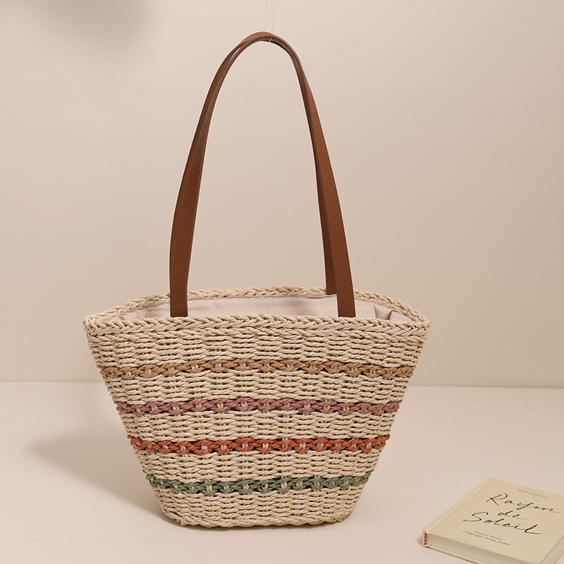 Trendy Straw Bag with Colorful Details Bowlift