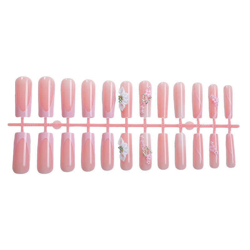 Artificial Nail Set with Delicate Floral Accents Bowlift