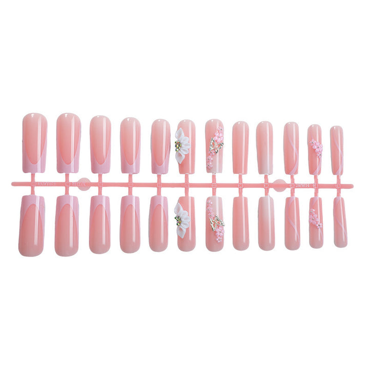 Artificial Nail Set with Delicate Floral Accents Bowlift