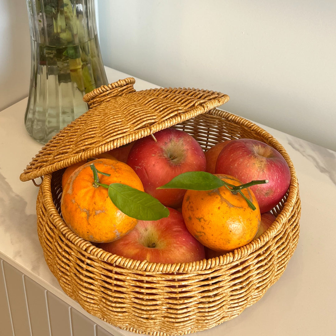 Women Handmade Basket with Lid Bowlift