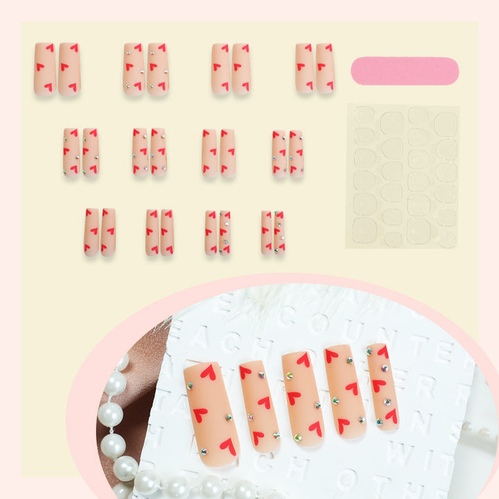 Decorative Heart Pattern Press-On Nails Kit Bowlift
