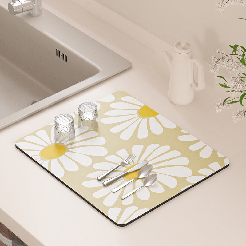 Floral Design Kitchen Drying Mat