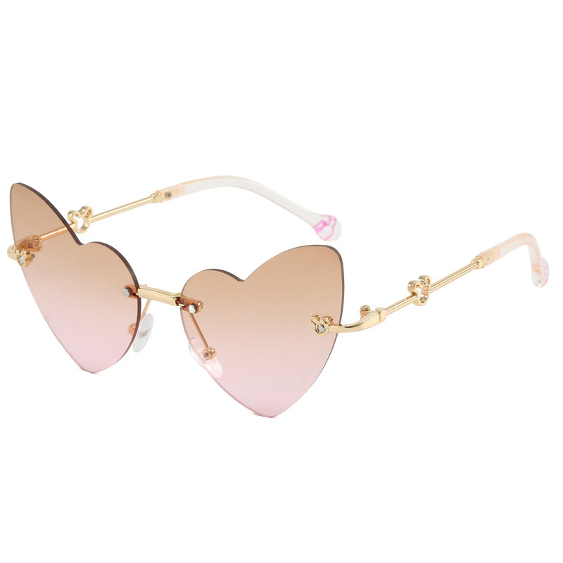 Women's Heart-Shaped Sunglasses with Embellished Frame Bowlift