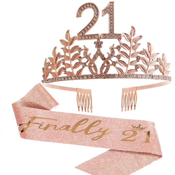 Women's Glamorous Birthday Crown with Shining Rhinestones Bowlift