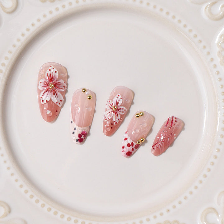Premium Decorative Floral Press-On Nail Tips Bowlift