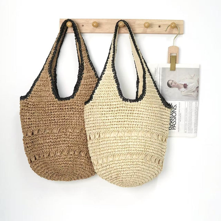 Woven Natural Material Handbag with Minimalist Structure Bowlift