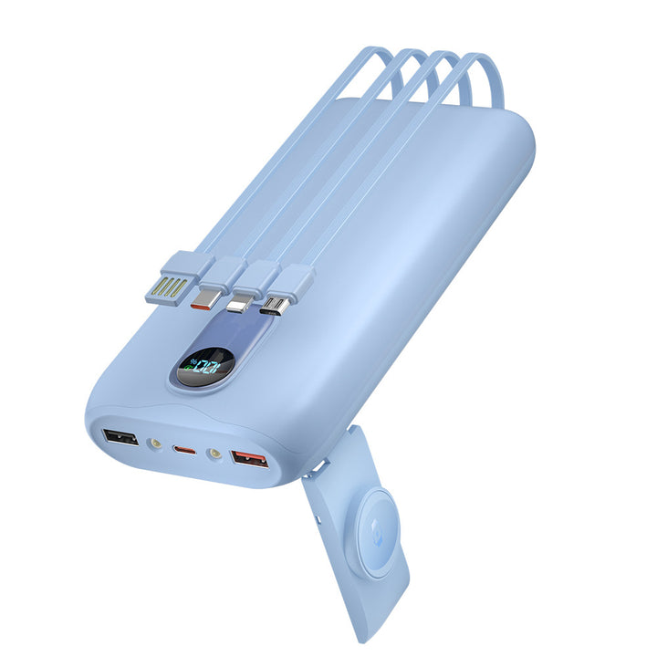 Portable power bank with integrated charging cables and LCD screen Bowlift